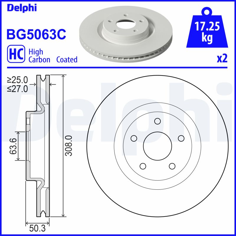 DELPHI BG5063C Brzdový kotouč