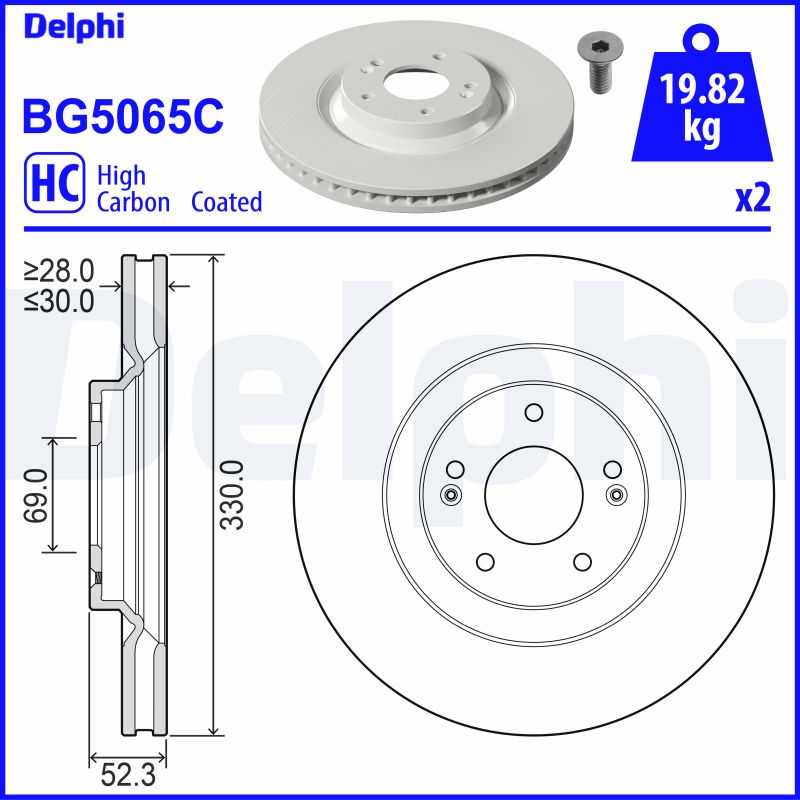 DELPHI BG5065C Brzdový kotouč