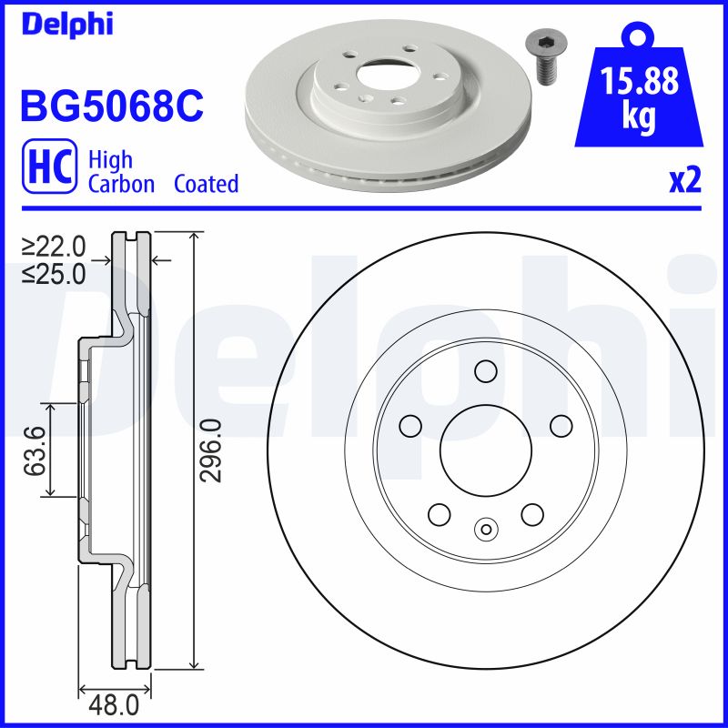 DELPHI BG5068C спирачен диск