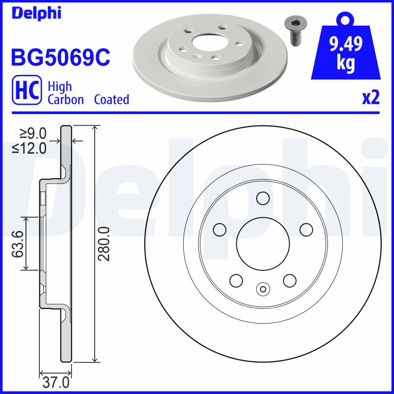 DELPHI BG5069C спирачен диск