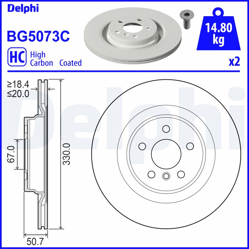 DELPHI BG5073C Brzdový kotouč