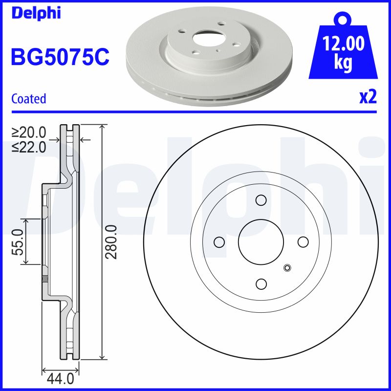 DELPHI BG5075C Brzdový kotouč