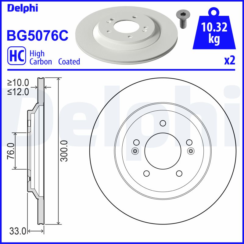 DELPHI BG5076C спирачен диск