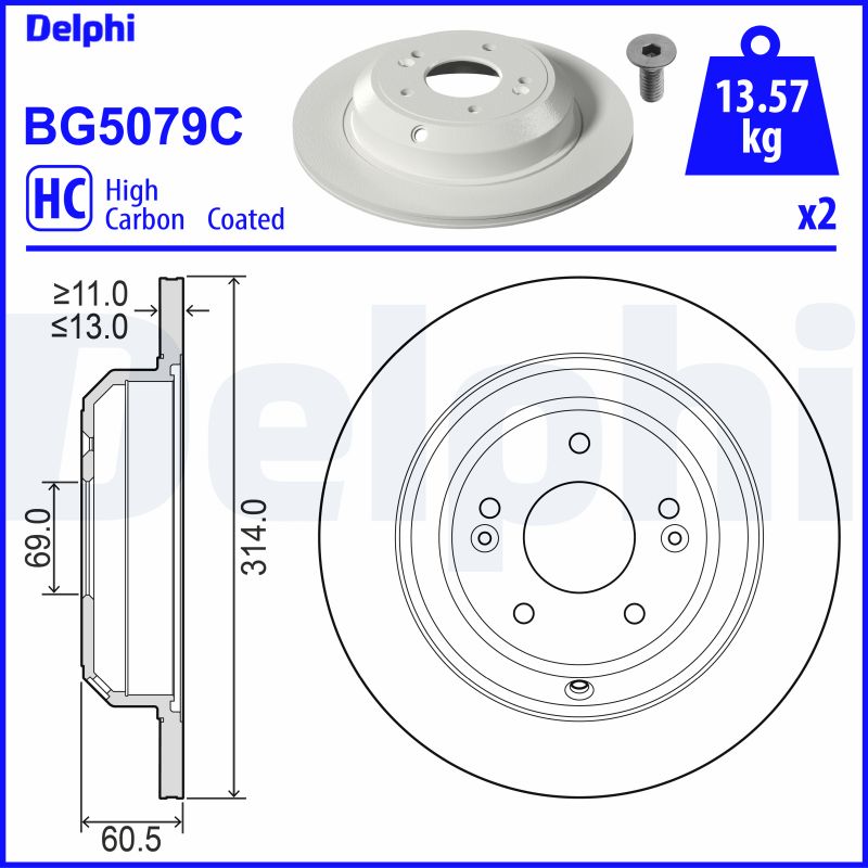 DELPHI BG5079C спирачен диск