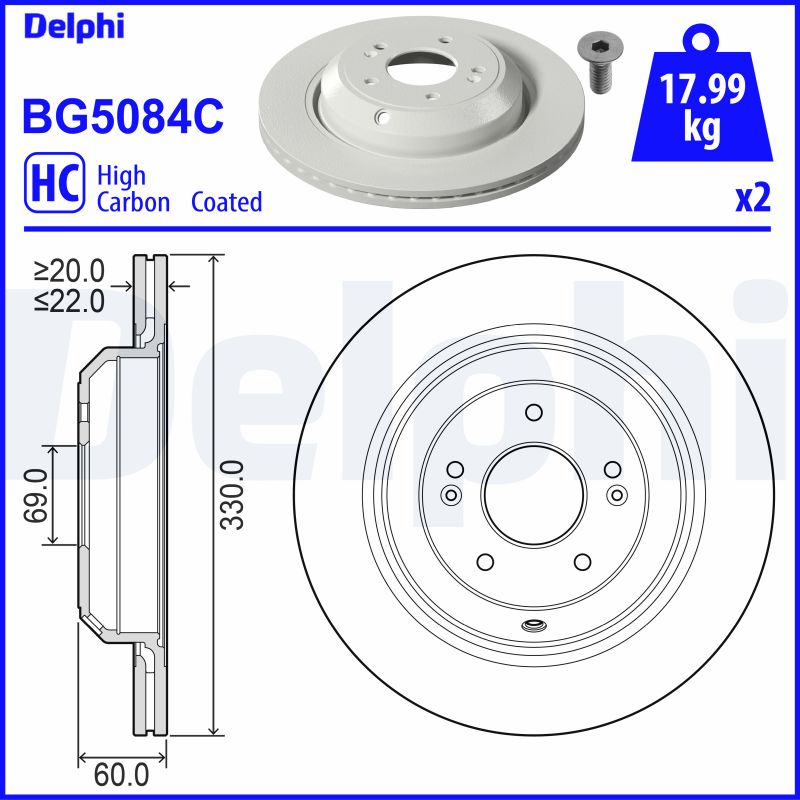 DELPHI BG5084C спирачен диск