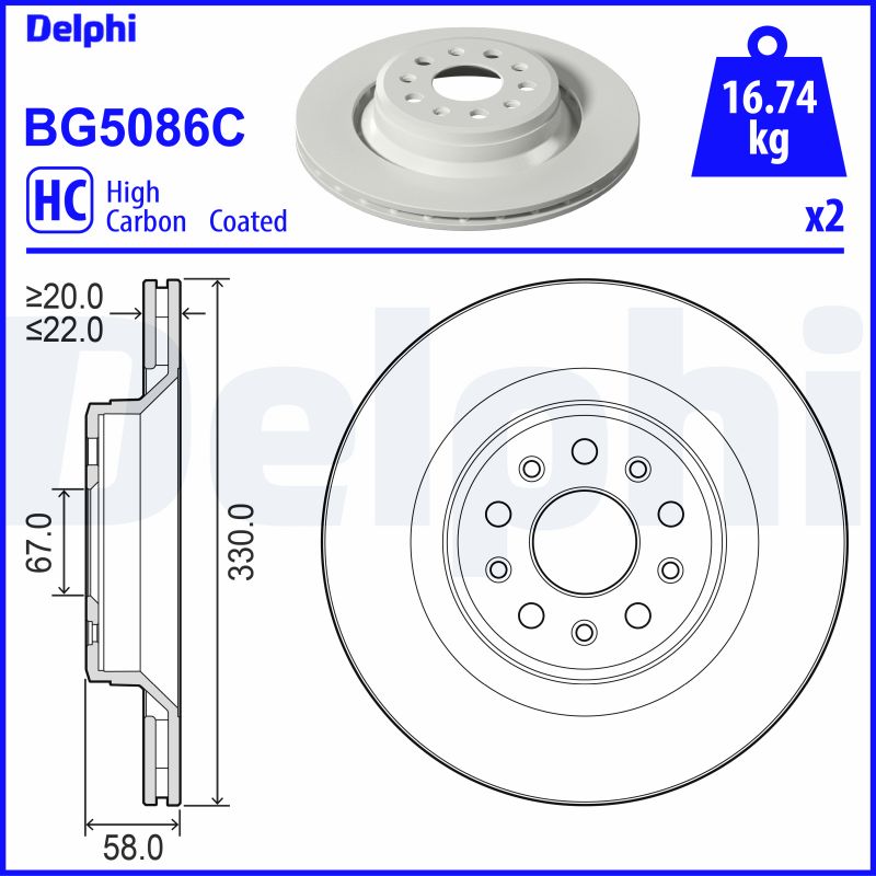 DELPHI BG5086C Brzdový kotouč