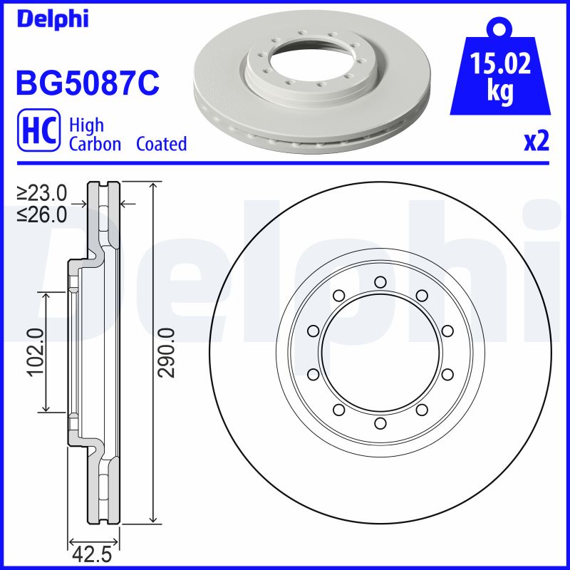 DELPHI BG5087C Brzdový kotouč