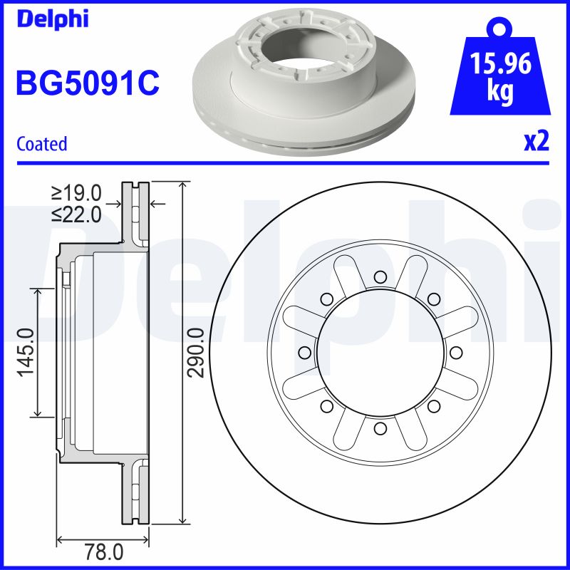 DELPHI BG5091C спирачен диск