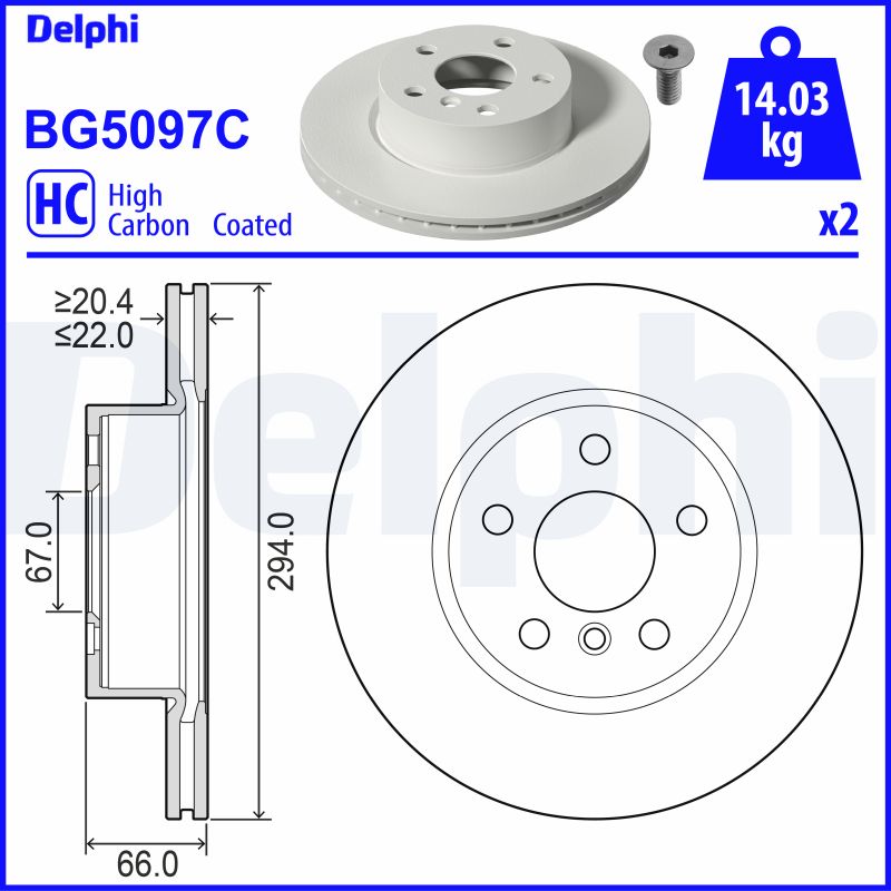 DELPHI BG5097C Brzdový kotouč