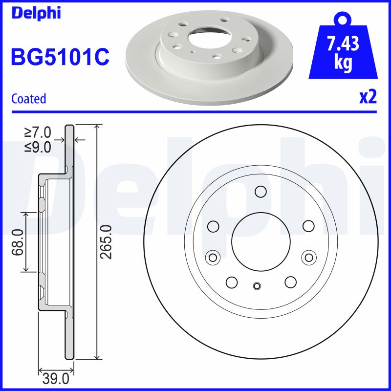 DELPHI BG5101C Brzdový kotouč