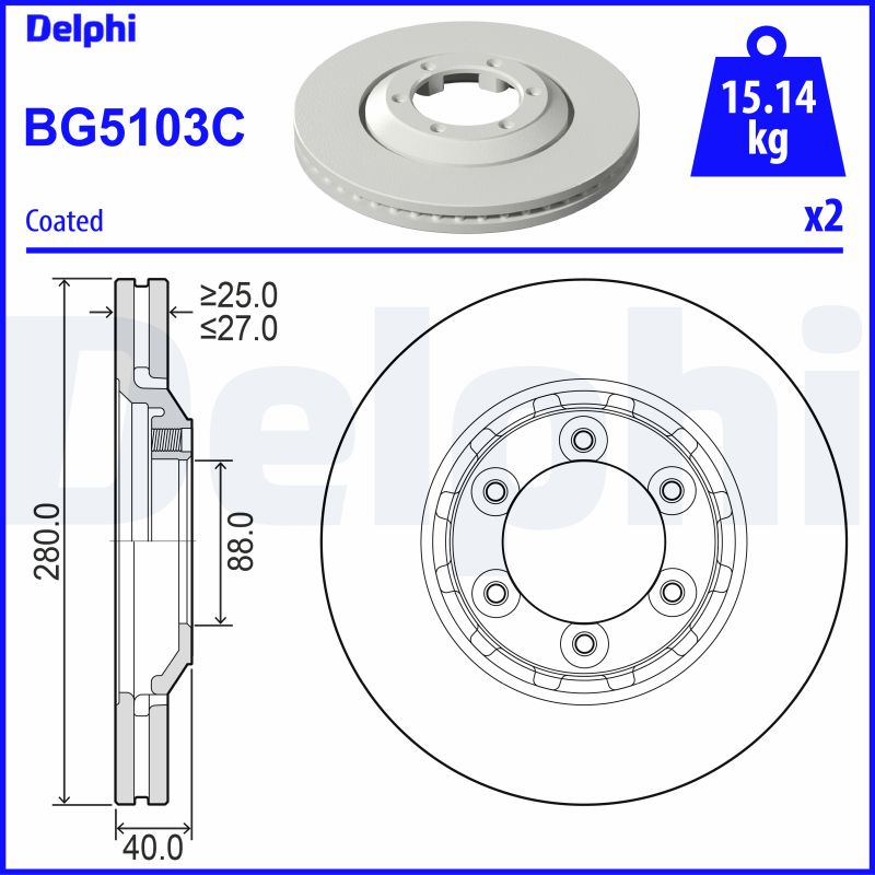 DELPHI BG5103C спирачен диск