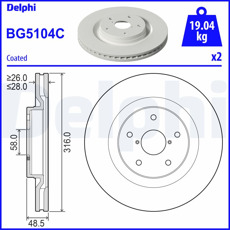 DELPHI BG5104C Brzdový kotouč