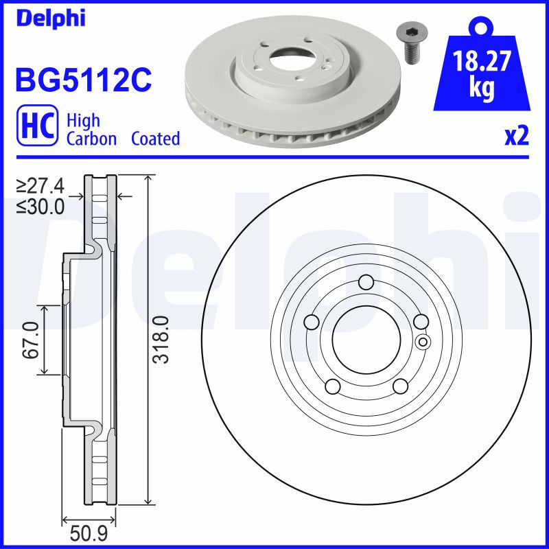 DELPHI BG5112C Brzdový kotouč