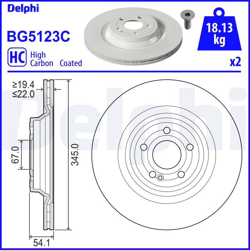 DELPHI BG5123C Brzdový kotouč