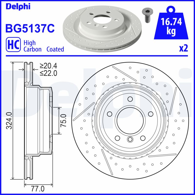 DELPHI BG5137C Brzdový kotouč