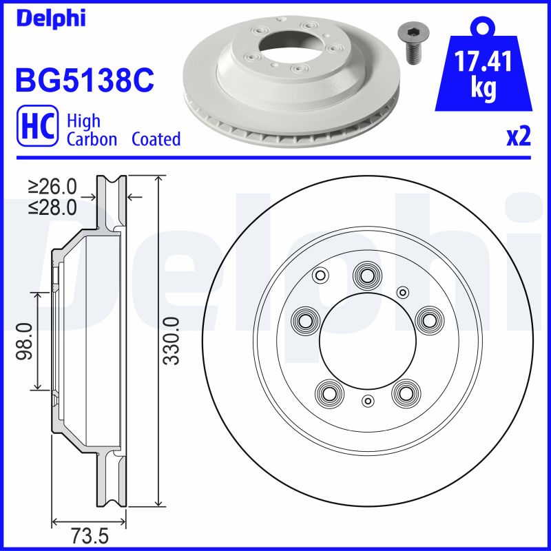 DELPHI BG5138C Brzdový kotouč