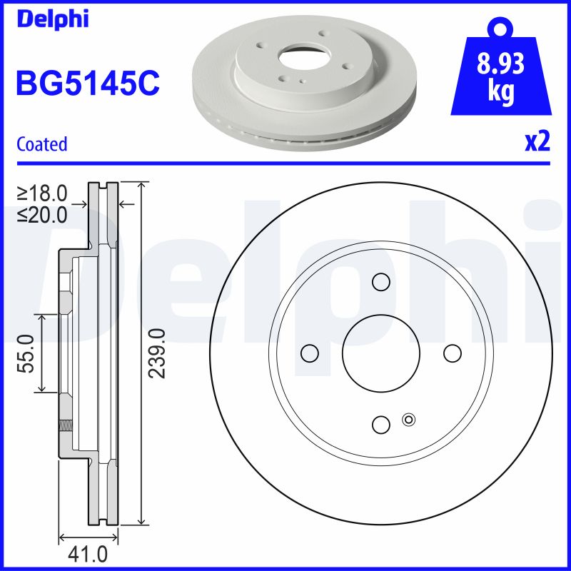 DELPHI BG5145C Brzdový kotouč