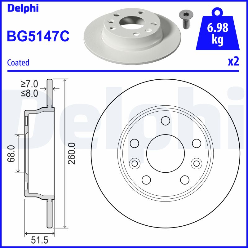 DELPHI BG5147C спирачен диск