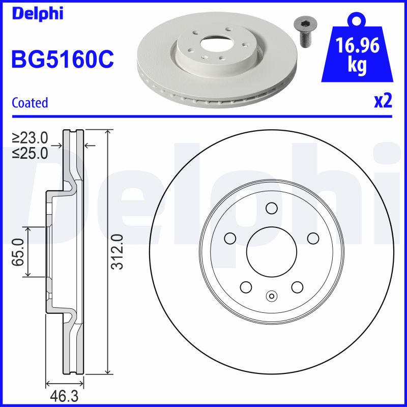 DELPHI BG5160C Brzdový kotouč