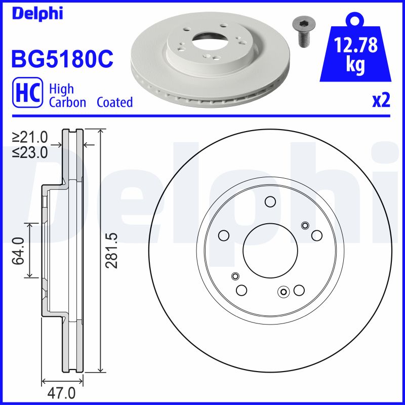 DELPHI BG5180C спирачен диск