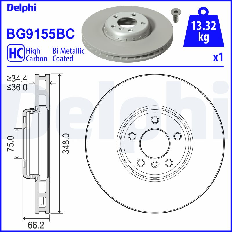 DELPHI BG9155BC спирачен диск