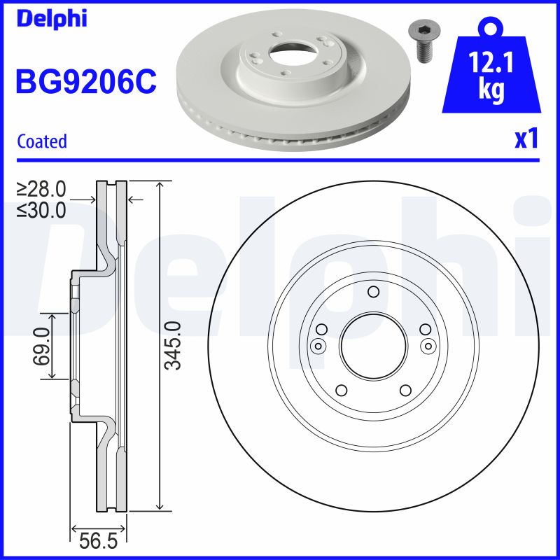 DELPHI BG9206C Brzdový kotouč