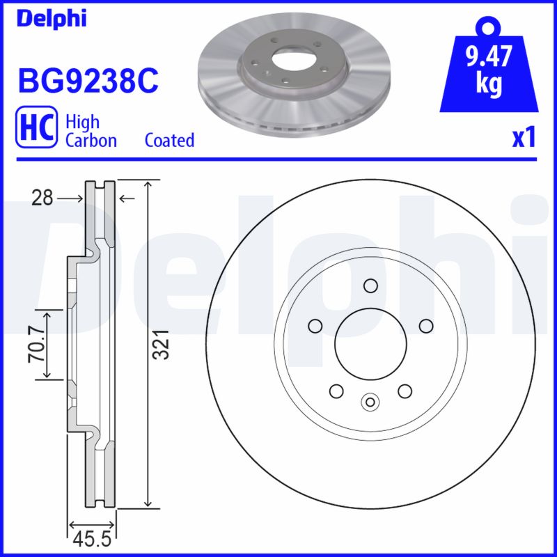 DELPHI BG9238C Brzdový kotouč