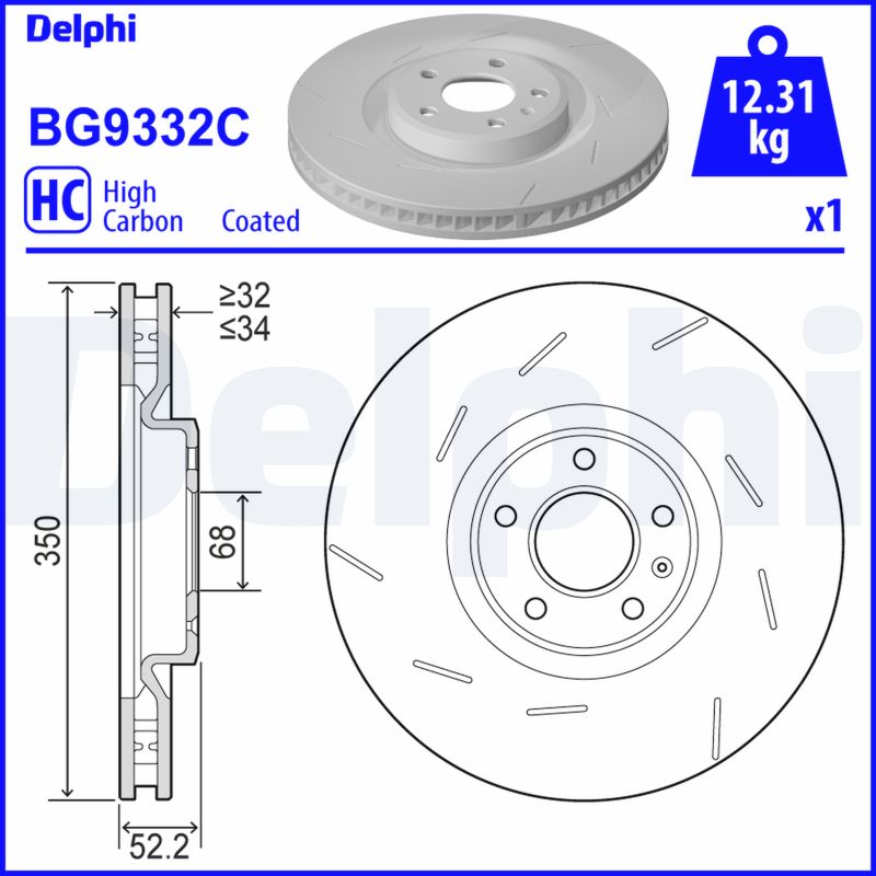 DELPHI BG9332C Discofreno-Discofreno-Ricambi Euro