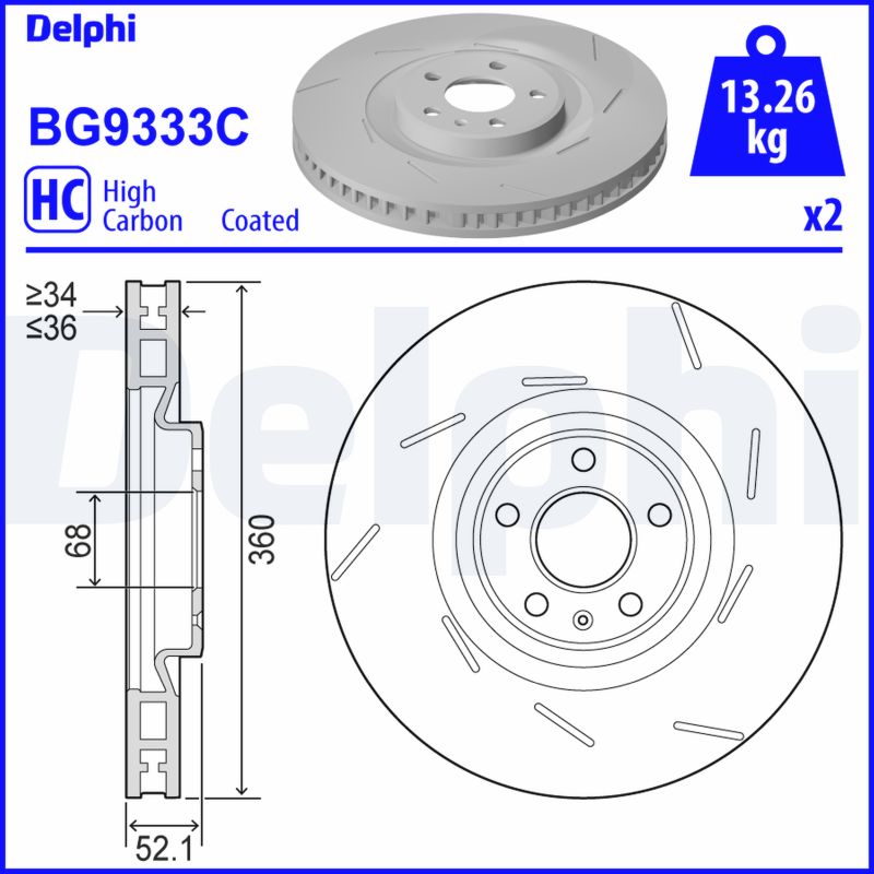 DELPHI BG9333C Brzdový kotouč