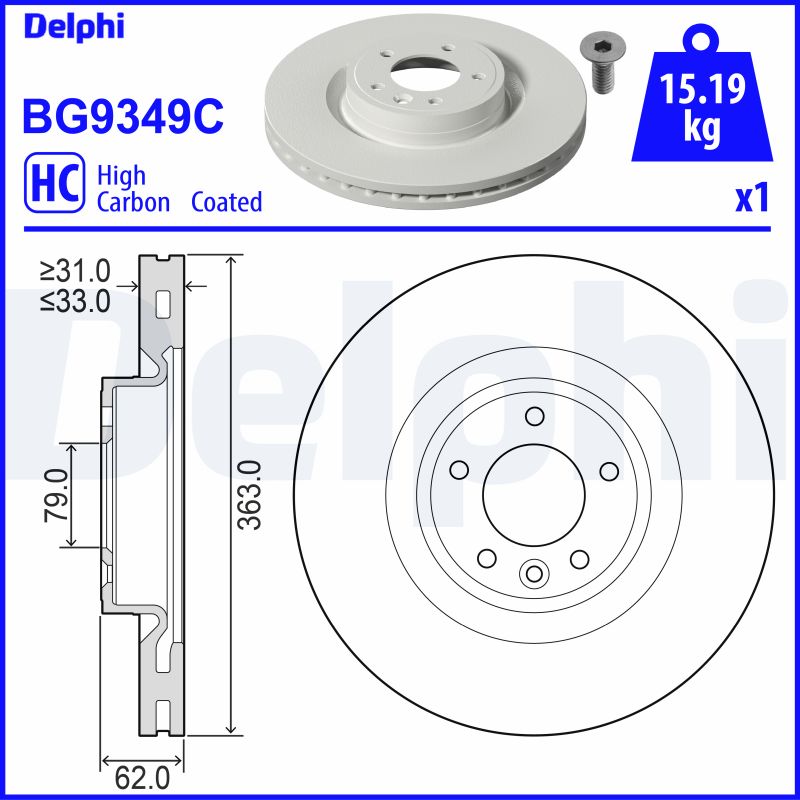 DELPHI BG9349C Brzdový kotouč