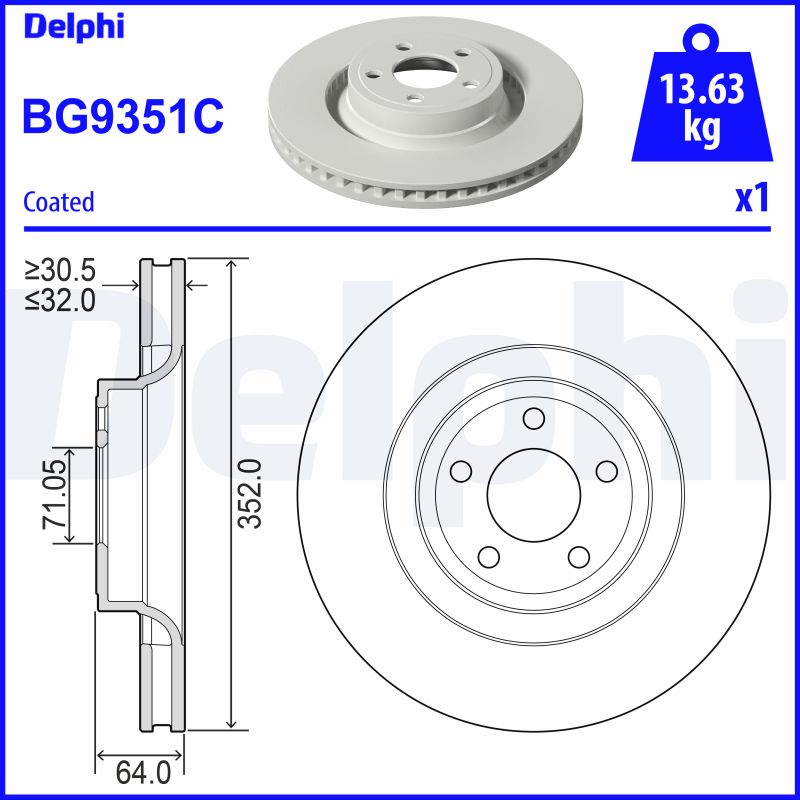 DELPHI BG9351C спирачен диск