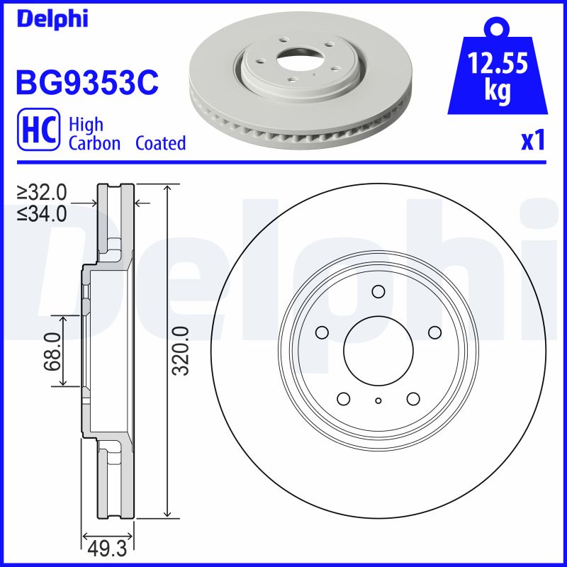 DELPHI BG9353C Brzdový kotouč