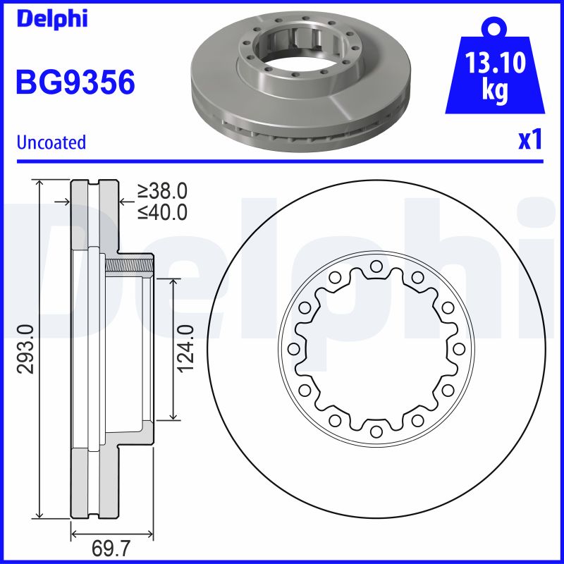 DELPHI BG9356 Brzdový kotouč