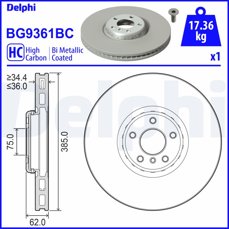 DELPHI BG9361BC спирачен диск