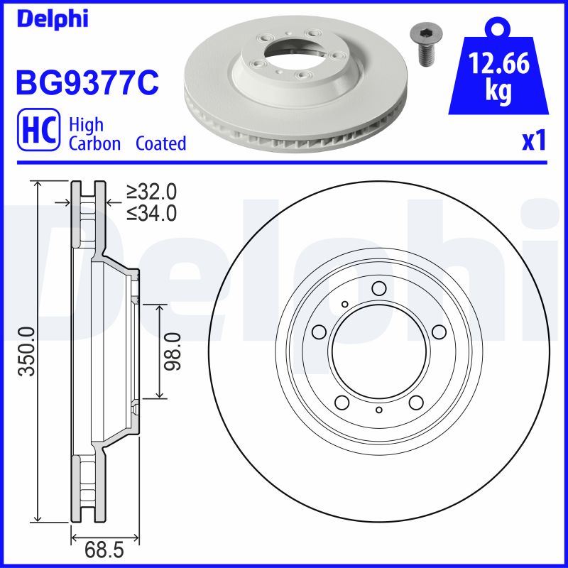 DELPHI BG9377C спирачен диск