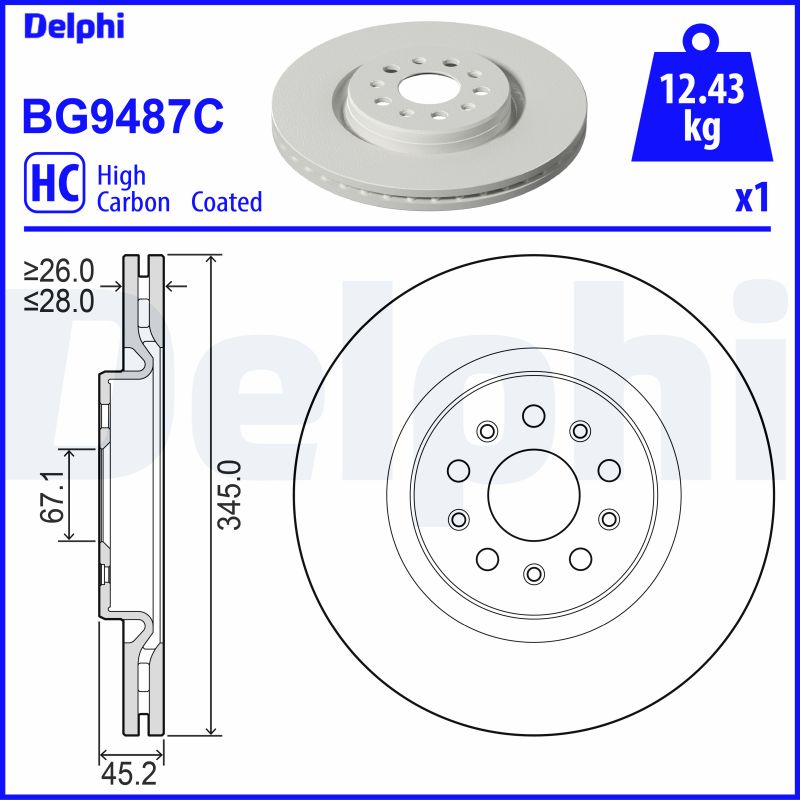 DELPHI BG9487C Brzdový kotouč