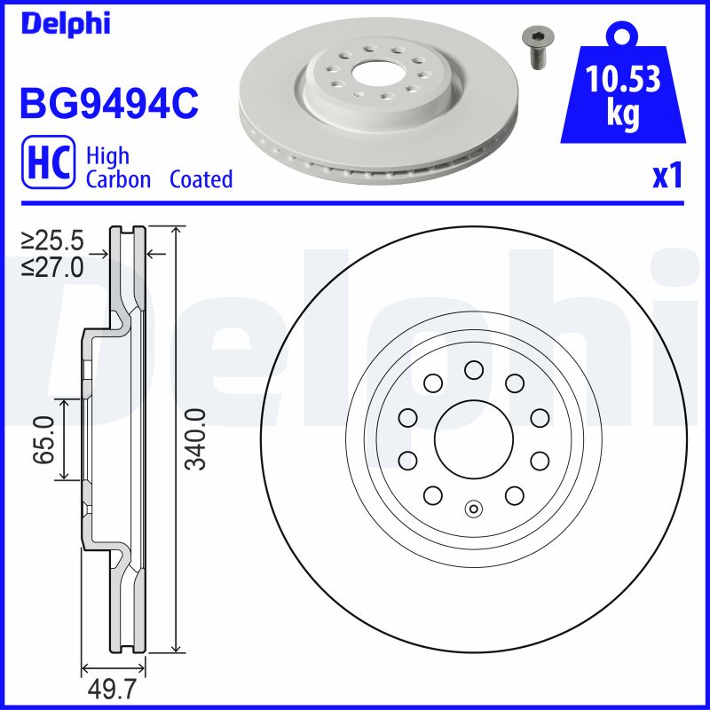 DELPHI BG9494C спирачен диск