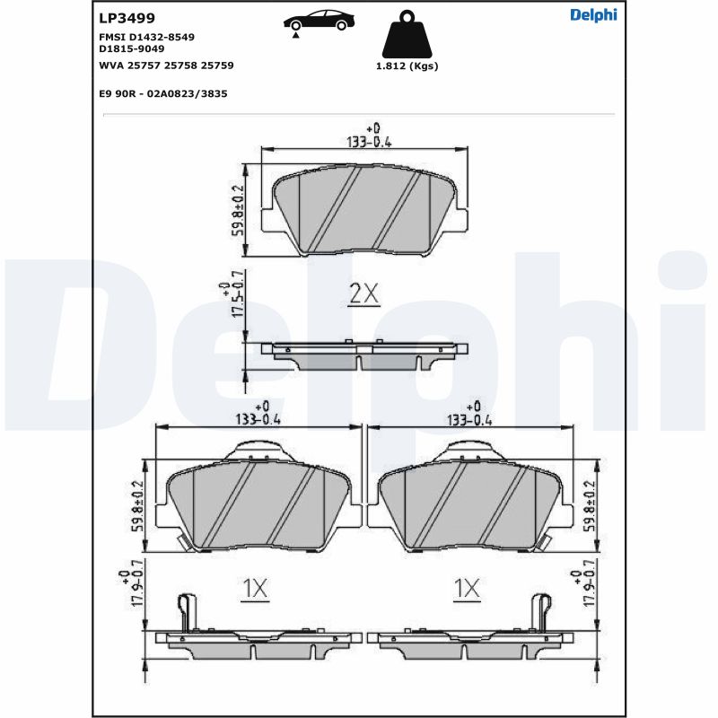 DELPHI LP3499 Kit pastiglie...