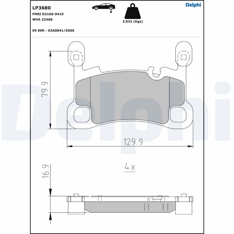 DELPHI LP3680 Kit pastiglie...