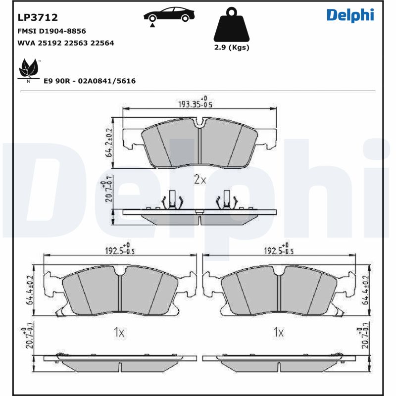 DELPHI LP3712 Kit pastiglie...