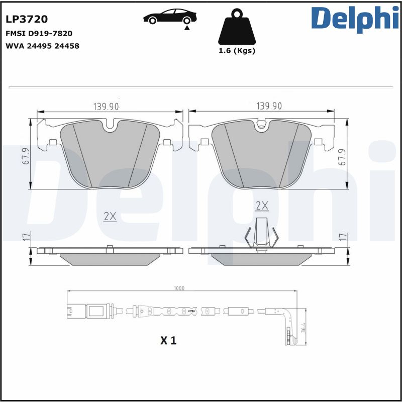 DELPHI LP3720 Kit pastiglie...