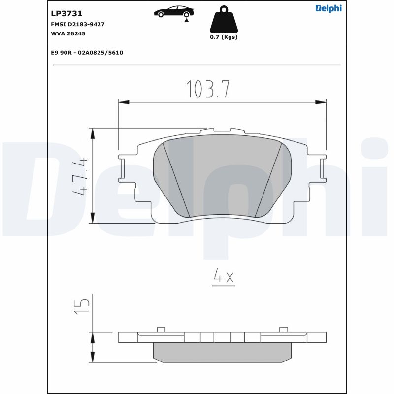 DELPHI LP3731 Kit pastiglie...