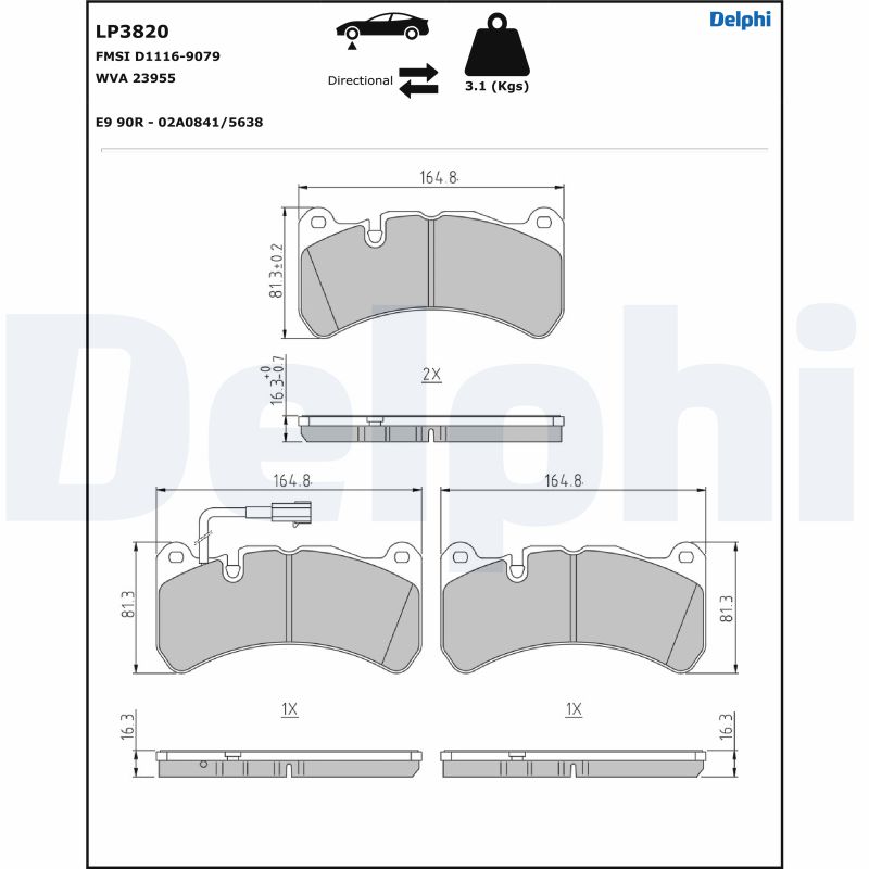 DELPHI LP3820 Kit pastiglie...