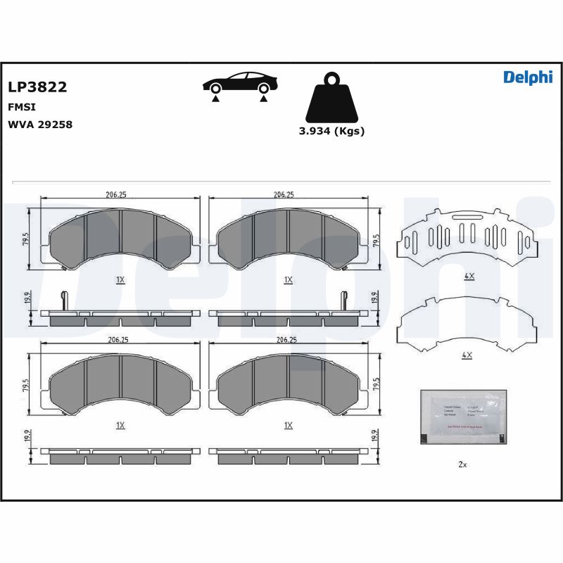 DELPHI LP3822 Kit pastiglie...