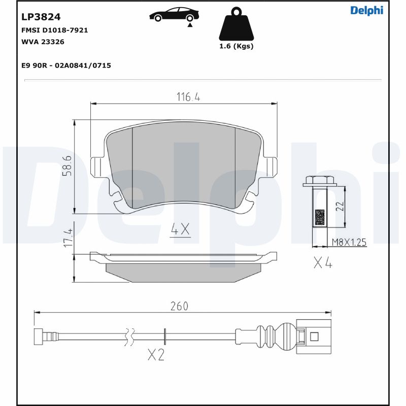 DELPHI LP3824 Kit pastiglie...