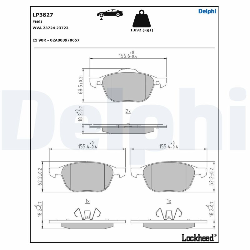 DELPHI LP3827 Kit pastiglie...