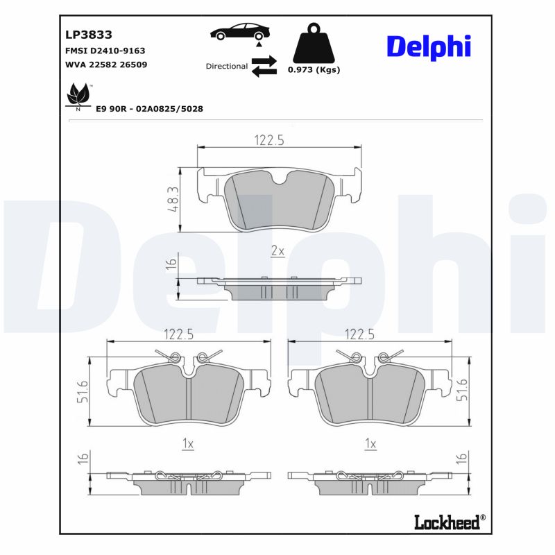 DELPHI LP3833 Kit pastiglie...