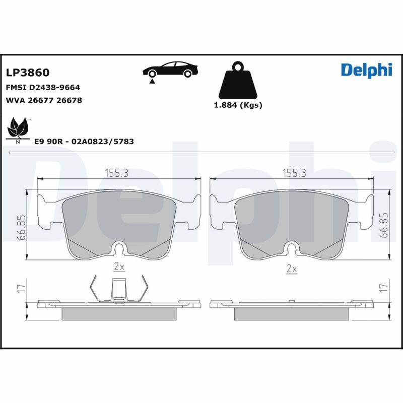 DELPHI LP3860 Kit pastiglie...