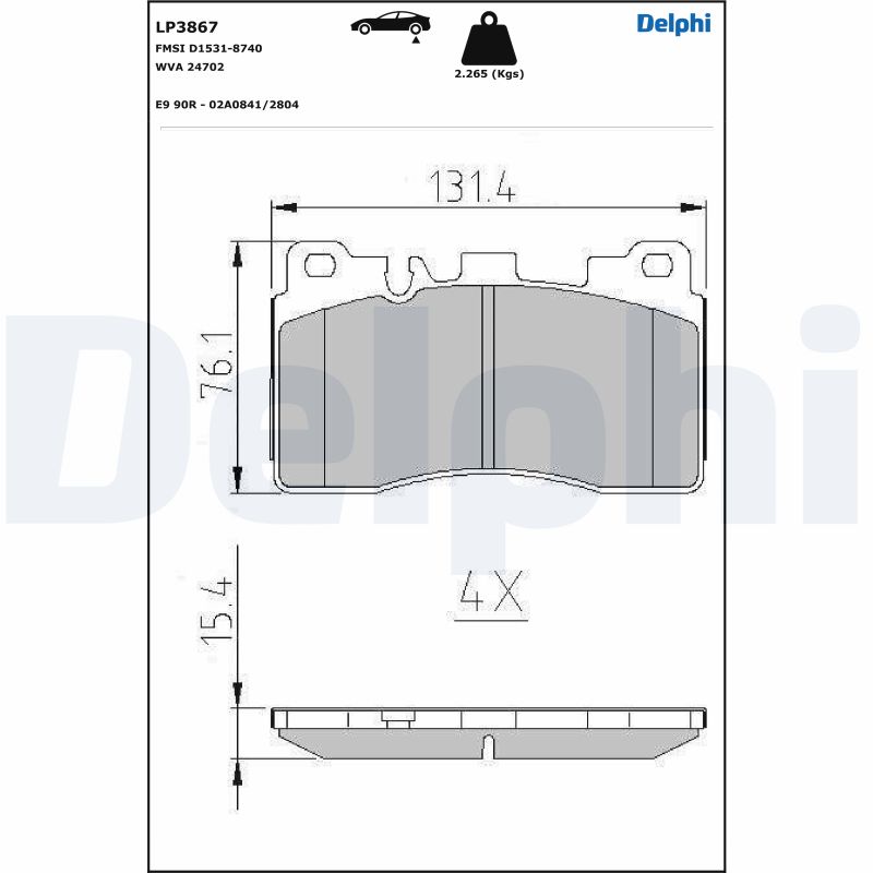 DELPHI LP3867 Kit pastiglie...