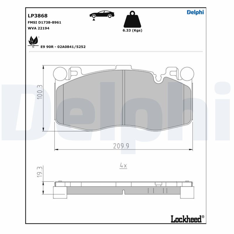 DELPHI LP3868 Kit pastiglie...